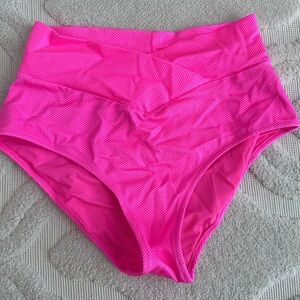 Aerie High-Waisted/Full Coverage Pink Bikini Bottoms
